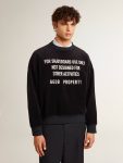 Women Black Crew Neck Sweatshirt With Embroidered Lettering Black Golden Goose Sweatshirts - 2