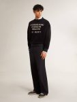Women Black Crew Neck Sweatshirt With Embroidered Lettering Black Golden Goose Sweatshirts - 3