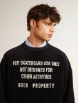 Women Black Crew Neck Sweatshirt With Embroidered Lettering Black Golden Goose Sweatshirts - 5
