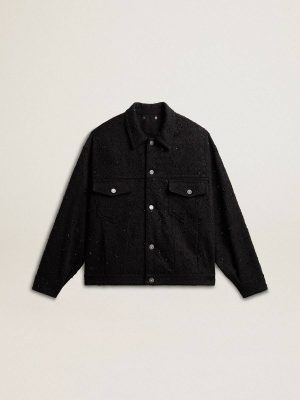 Women Black Golden Goose Women’s Black Denim Jacket With Embroidery Coats & Jackets - 1