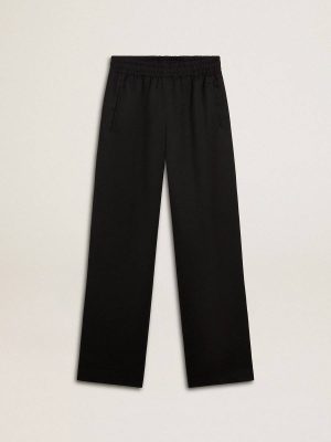 Women Black Jeans & Pants Golden Goose Women’s Black Lightweight Wool Joggers - 1