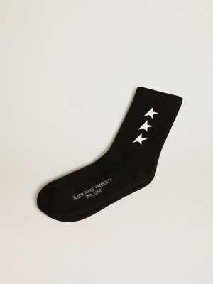 Women Black Socks With Contrasting White Stars Golden Goose Socks Black - 1