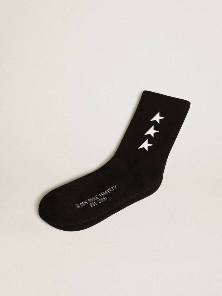 Women Black Socks With Contrasting White Stars Golden Goose Socks Black - 1
