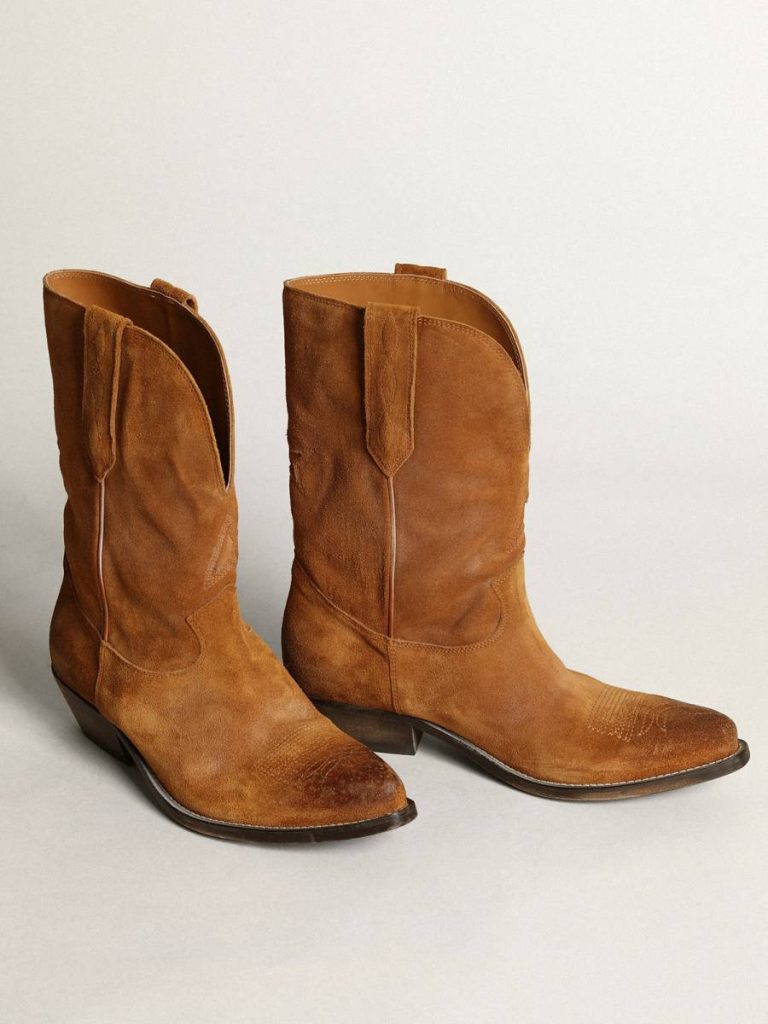 Women Boots Women's Low Boots In Tobacco-Colored Suede With Inlay Star Golden Goose - 2