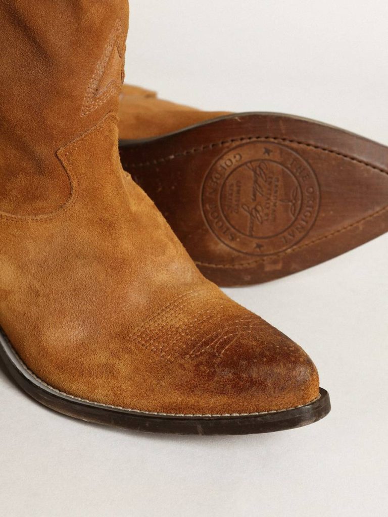 Women Boots Women's Low Boots In Tobacco-Colored Suede With Inlay Star Golden Goose - 4