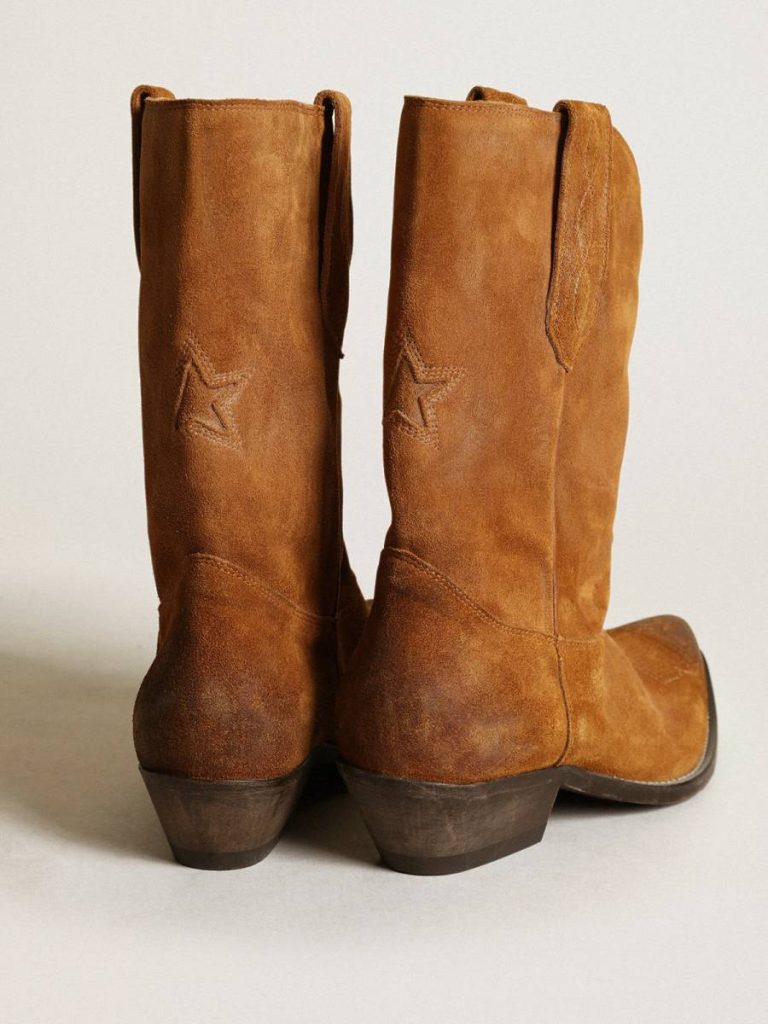 Women Boots Women's Low Boots In Tobacco-Colored Suede With Inlay Star Golden Goose - 5