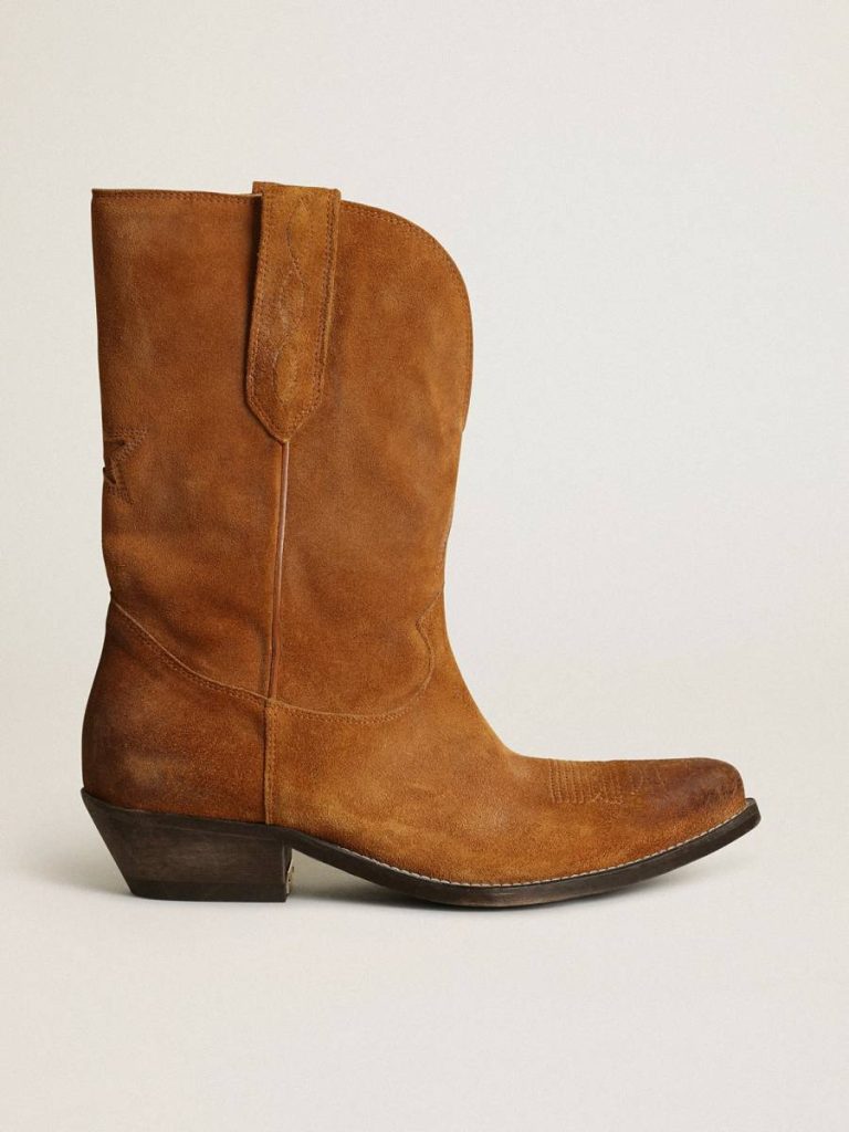 Women Boots Women's Low Boots In Tobacco-Colored Suede With Inlay Star Golden Goose - 1