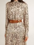 Women Brown Golden Goose Brown Leather Belt With Semi-Circular Gold Buckle Belts - 2