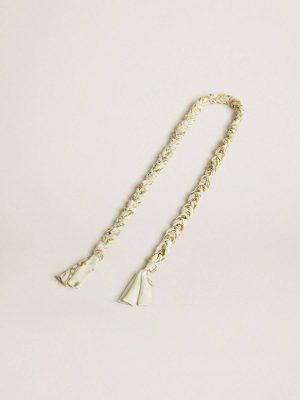 Women Butter-Colored Braided Fabric Charm With Brass Chain Golden Goose Bag Accessories - 1