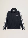 Women Dark Blue Zipped Sweatshirt With White Strip And Contrasting Stars Sweatshirts Dark Blue Golden Goose - 1