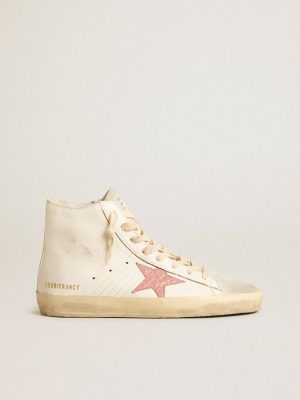 Women Francy In Cream Nappa With Pink Crocodile-Print Leather Star Francy Golden Goose - 1