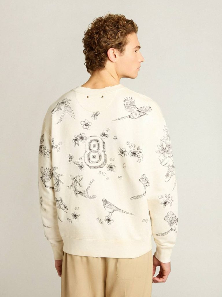 Women Golden Goose Aged White Cny Sweatshirt Aged White Sweatshirts - 4