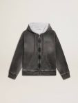 Women Golden Goose Anthracite Gray Sweatshirts Sprayed Effect Anthracite Sweatshirt With Studs - 1