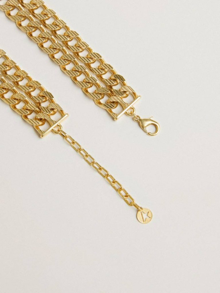 Women Golden Goose Antique Gold-Colored Braided Chain Necklace With Star-Shaped Clasp Antique Gold Jewelry - 2