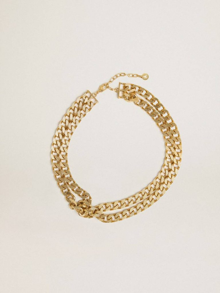 Women Golden Goose Antique Gold-Colored Braided Chain Necklace With Star-Shaped Clasp Antique Gold Jewelry - 1