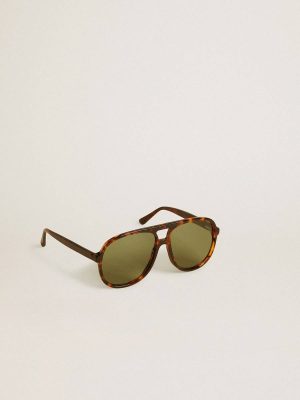 Women Golden Goose Aviator Style Sunglasses With Tortoiseshell Frame And Green Lenses Tortoiseshell Sunglasses - 1