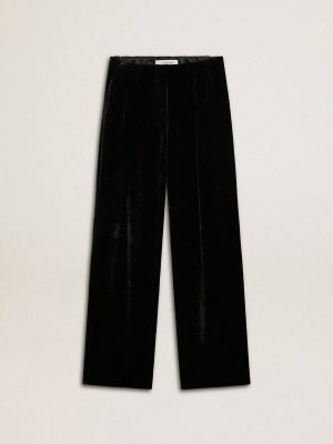 Women Golden Goose Black Velvet-Effect Pants Black Jeans & Pants - 1
