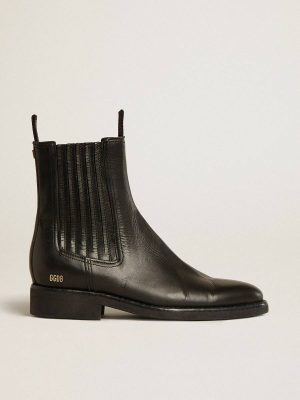 Women Golden Goose Black Women’s Chelsea Boots In Black Leather Boots - 1