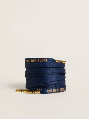 Women Golden Goose Blue Blue Cotton Laces With Contrasting Gold-Colored Logo Laces - 1