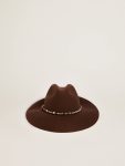 Women Golden Goose Coffee-Brown Hat With Studded Leather Strap Coffee Brown Hats - 1