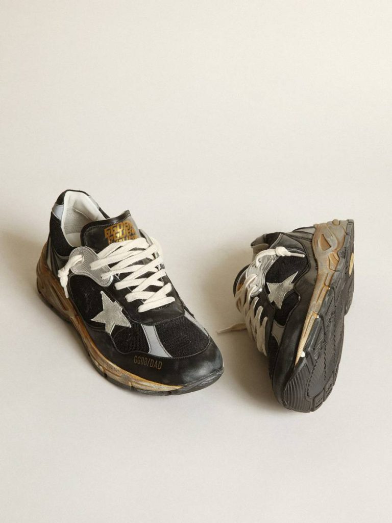 Women Golden Goose Dad-Star Women's Dad-Star In Black Mesh And Nappa With Ice-Colored Star - 2