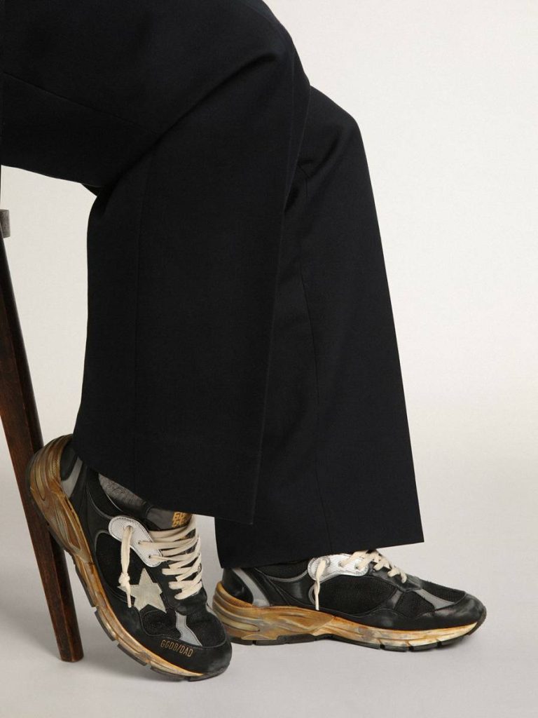 Women Golden Goose Dad-Star Women's Dad-Star In Black Mesh And Nappa With Ice-Colored Star - 3