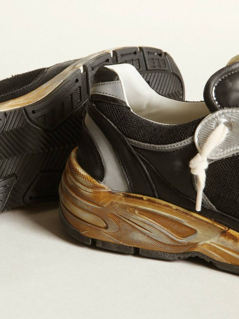 Women Golden Goose Dad-Star Women's Dad-Star In Black Mesh And Nappa With Ice-Colored Star - 4