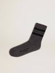 Women Golden Goose Grey Grey Socks With Distressed Details And Black Stripes Socks - 1