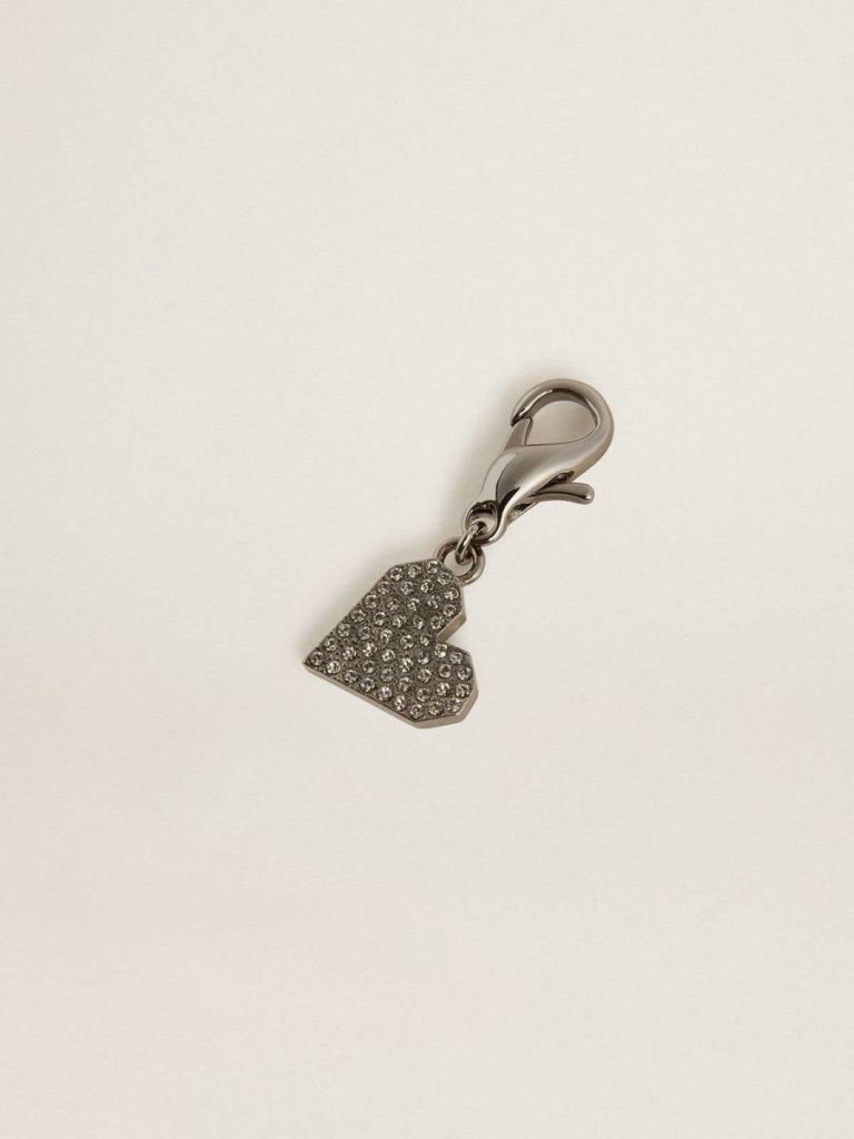Women Golden Goose Heart-Shaped Charm In Silver-Colored Brass With Crystals Bag Accessories Silver - 2