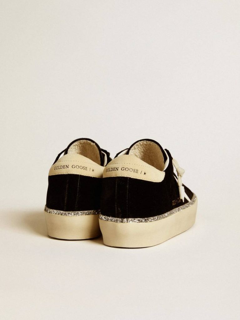 Women Golden Goose Hi Star Hi Star In Black Velvet With White Leather Star And Suede Heel Tab - 4