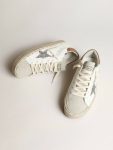 Women Golden Goose Hi Star White Women’s Hi Star With Silver Glitter Star And Dove-Gray Nubuck Heel Tab - 2
