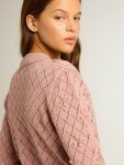 Women Golden Goose Openwork Cotton Cropped Cardigan With Decorative Crystals Knitwear Mauve - 5
