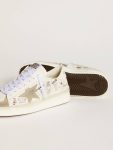 Women Golden Goose Stardan Stardan With Beige Suede Star And Toe And All-Over Lettering And Patterns - 4