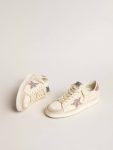 Women Golden Goose Stardan Women's Stardan In Nappa And Suede With Pink Glitter Star And Heel Tab - 2