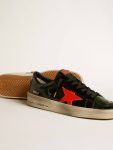 Women Golden Goose Stardan Women's Stardan Lab In Black And Green Patent Leather With Orange Star - 3
