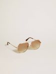 Women Golden Goose Sunglasses Aviator Style Sunglasses With Rose-Gold Frame And Honey-Colored Lenses Rose Gold - 1