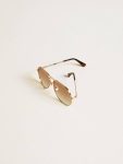Women Golden Goose Sunglasses Aviator Style Sunglasses With Rose-Gold Frame And Honey-Colored Lenses Rose Gold - 2