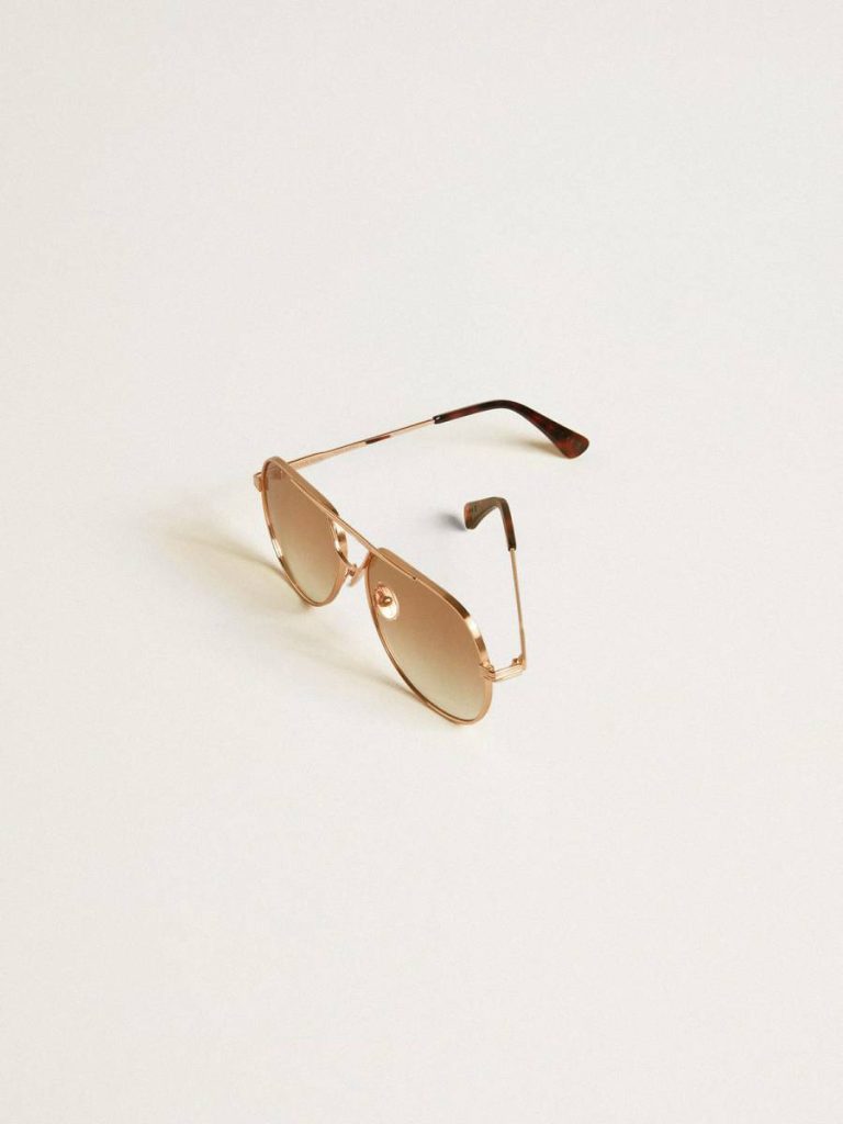 Women Golden Goose Sunglasses Aviator Style Sunglasses With Rose-Gold Frame And Honey-Colored Lenses Rose Gold - 2