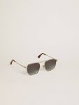 Women Golden Goose Sunglasses Silver Aviator Style Sunglasses With Silver Frame And Blue Lenses - 1