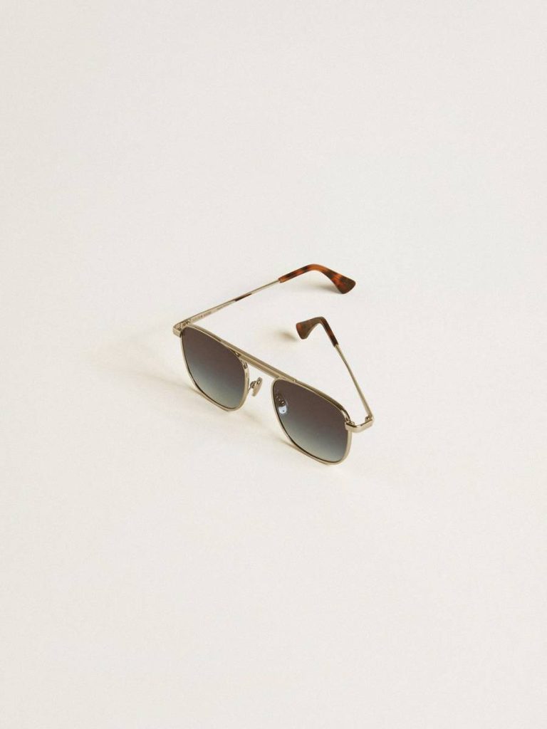 Women Golden Goose Sunglasses Silver Aviator Style Sunglasses With Silver Frame And Blue Lenses - 2