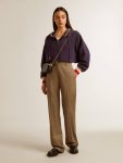 Women Golden Goose Sweatshirts Eclipse Blue Dark Blue Cropped Sweatshirt With Zip Fastening And Embroidered Hood - 3