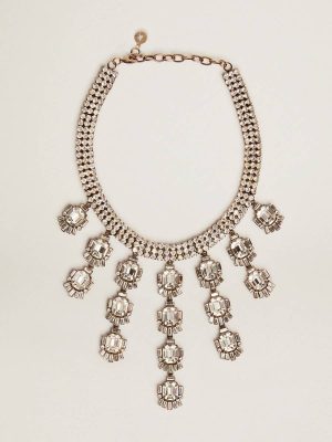 Women Golden Goose Women's Necklace In Antique Gold Color With Drop Crystals Jewelry Antique Gold - 1