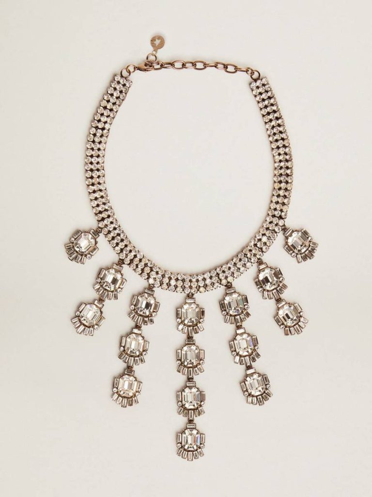 Women Golden Goose Women's Necklace In Antique Gold Color With Drop Crystals Jewelry Antique Gold - 1