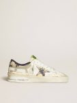Women Golden Goose Women’s Stardan Lab In White Leather With A Camouflage Star And Heel Tab Stardan - 1