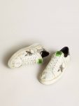 Women Golden Goose Women’s Stardan Lab In White Leather With A Camouflage Star And Heel Tab Stardan - 2