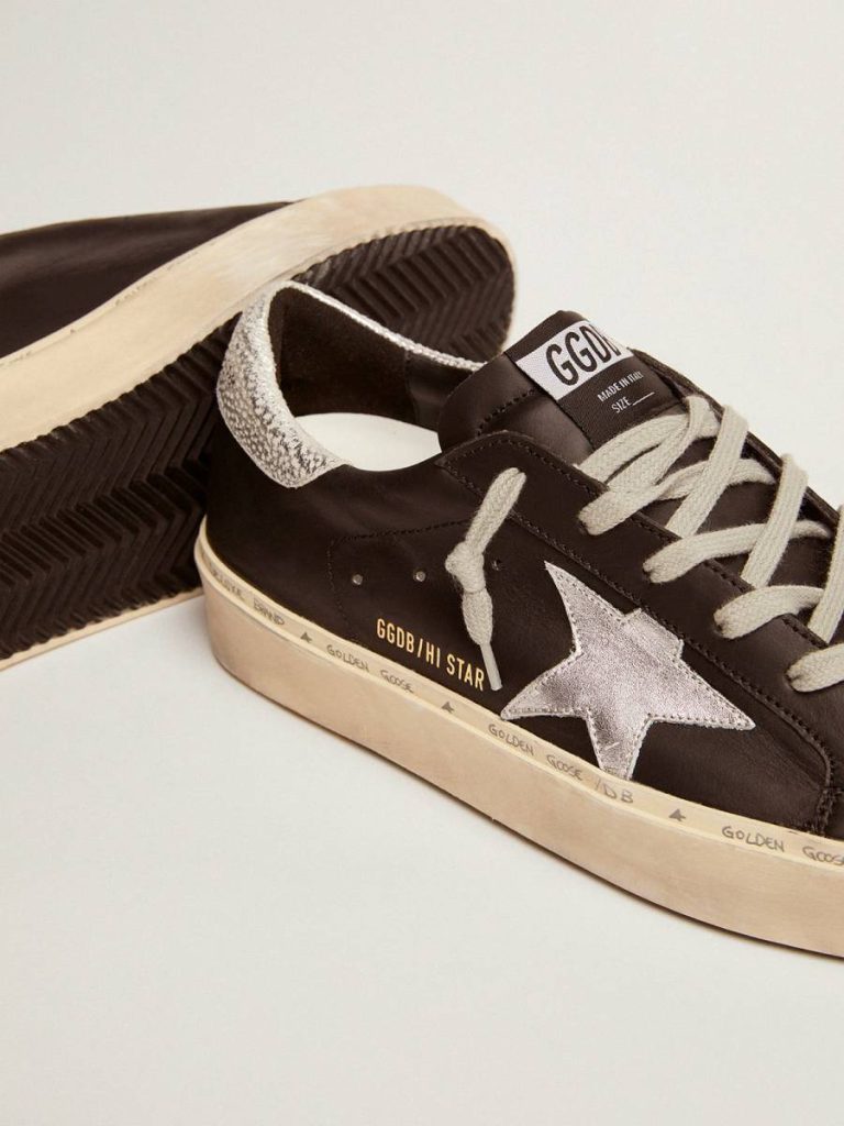 Women Hi Star Black Women's Hi Star In Black Leather With Silver Laminated Leather Star Golden Goose - 3