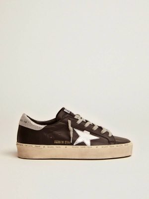 Women Hi Star Black Women's Hi Star In Black Leather With Silver Laminated Leather Star Golden Goose - 1