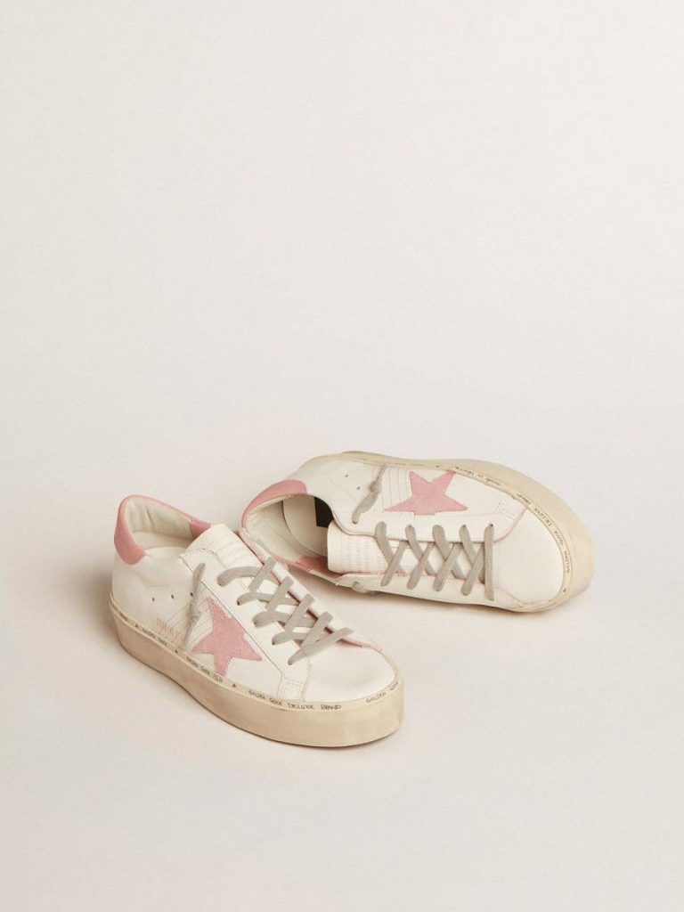 Women Hi Star Hi Star With Suede Star And Old Rose Leather Heel Tab White Golden Goose - 2
