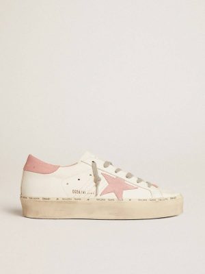 Women Hi Star Hi Star With Suede Star And Old Rose Leather Heel Tab White Golden Goose - 1