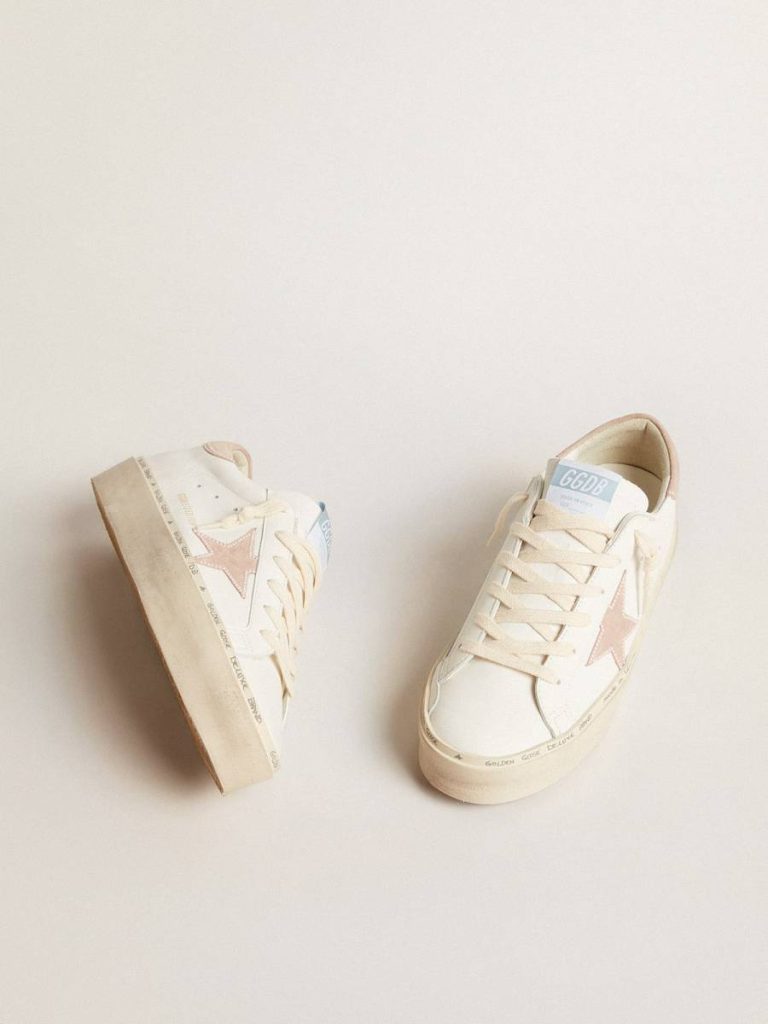 Women Hi Star White Women's Hi Star Ltd With Old Rose Suede Star And Heel Tab With Pearls Golden Goose - 2